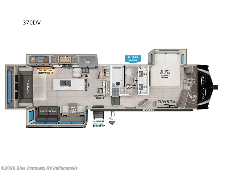 2026 Grand Design Solitude 370DV - New Fifth Wheel For Sale by Blue Compass RV Indianapolis in Indianapolis, Indiana features Slideout