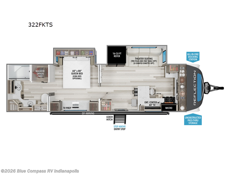 2026 Grand Design Reflection 322FKTS - New Travel Trailer For Sale by Blue Compass RV Indianapolis in Indianapolis, Indiana features Slideout