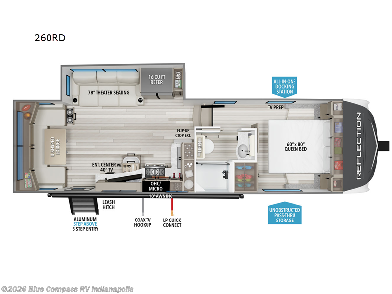 2026 Grand Design Reflection 150 Series 260RD - New Fifth Wheel For Sale by Blue Compass RV Indianapolis in Indianapolis, Indiana features Slideout