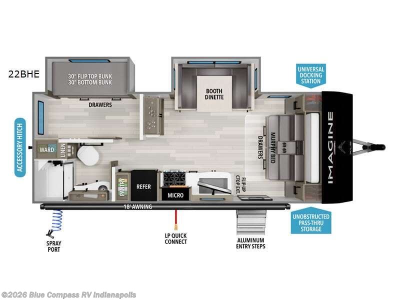 2026 Grand Design Imagine XLS 22BHE - New Travel Trailer For Sale by Blue Compass RV Indianapolis in Indianapolis, Indiana features Slideout
