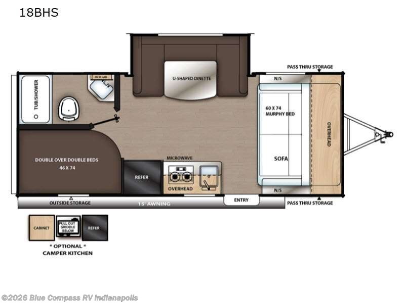 2021 Forest River Aurora 18BHS - Used Travel Trailer For Sale by Blue Compass RV Indianapolis in Indianapolis, Indiana features Slideout