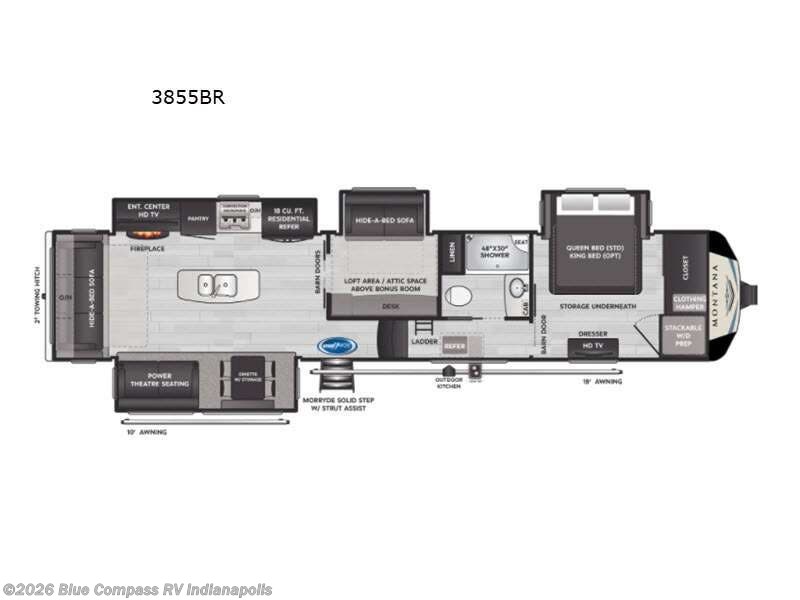 2021 Keystone Montana 3855BR - Used Fifth Wheel For Sale by Blue Compass RV Indianapolis in Indianapolis, Indiana features Slideout