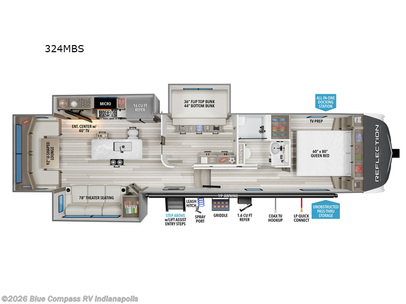 2026 Grand Design Reflection 324MBS - New Fifth Wheel For Sale by Blue Compass RV Indianapolis in Indianapolis, Indiana features Slideout