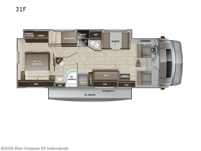 2022 Entegra Coach Odyssey 31F - Used Class C For Sale by Blue Compass RV Indianapolis in Indianapolis, Indiana features Slideout