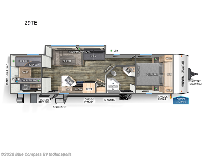 2023 Forest River Cherokee Grey Wolf 29TE - Used Travel Trailer For Sale by Blue Compass RV Indianapolis in Indianapolis, Indiana features Slideout
