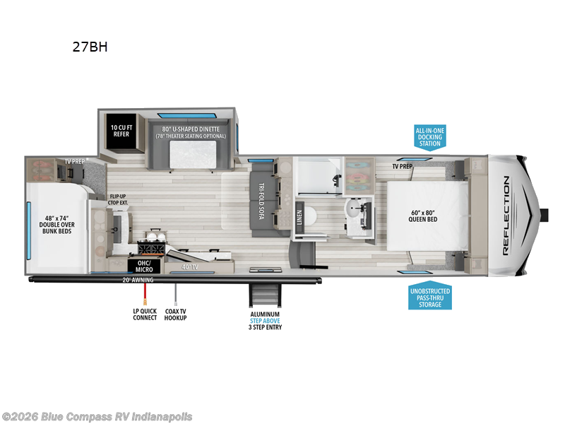 2024 Grand Design Reflection 100 Series 27BH - Used Fifth Wheel For Sale by Blue Compass RV Indianapolis in Indianapolis, Indiana features Slideout