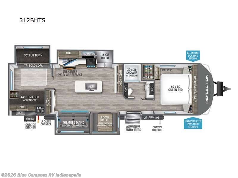 2023 Grand Design Reflection 312BHTS - Used Travel Trailer For Sale by Blue Compass RV Indianapolis in Indianapolis, Indiana features Slideout