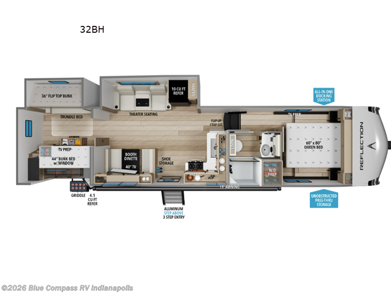 2027 Grand Design Reflection 100 Series 32BH - New Fifth Wheel For Sale by Blue Compass RV Indianapolis in Indianapolis, Indiana features Slideout