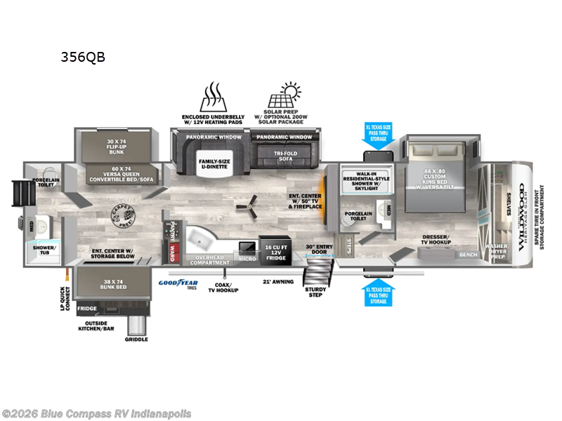 2024 Forest River Wildwood Heritage Glen 356QB - Used Fifth Wheel For Sale by Blue Compass RV Indianapolis in Indianapolis, Indiana features Slideout