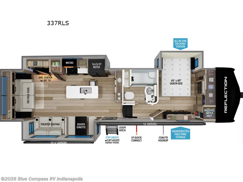 2027 Grand Design Reflection 337RLS - New Fifth Wheel For Sale by Blue Compass RV Indianapolis in Indianapolis, Indiana features Slideout