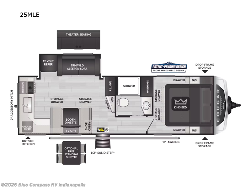 2025 Keystone Cougar Half-Ton 25MLE - Used Travel Trailer For Sale by Blue Compass RV Indianapolis in Indianapolis, Indiana features Slideout