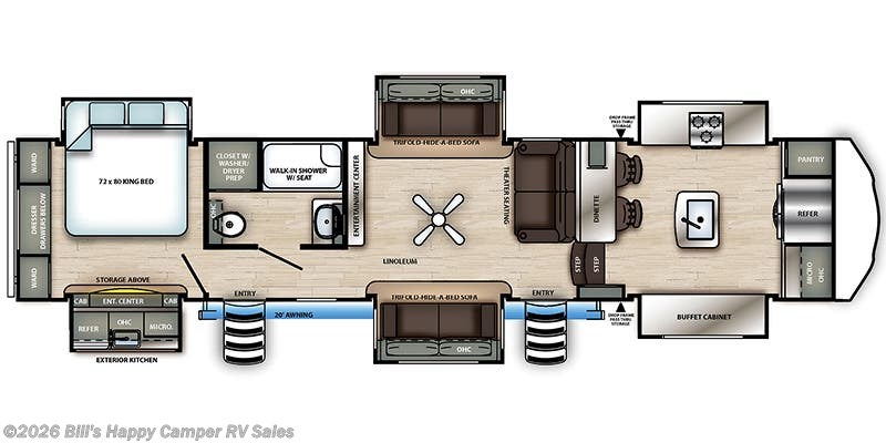 Floorplan of 2021 Forest River Sandpiper 38FKOK