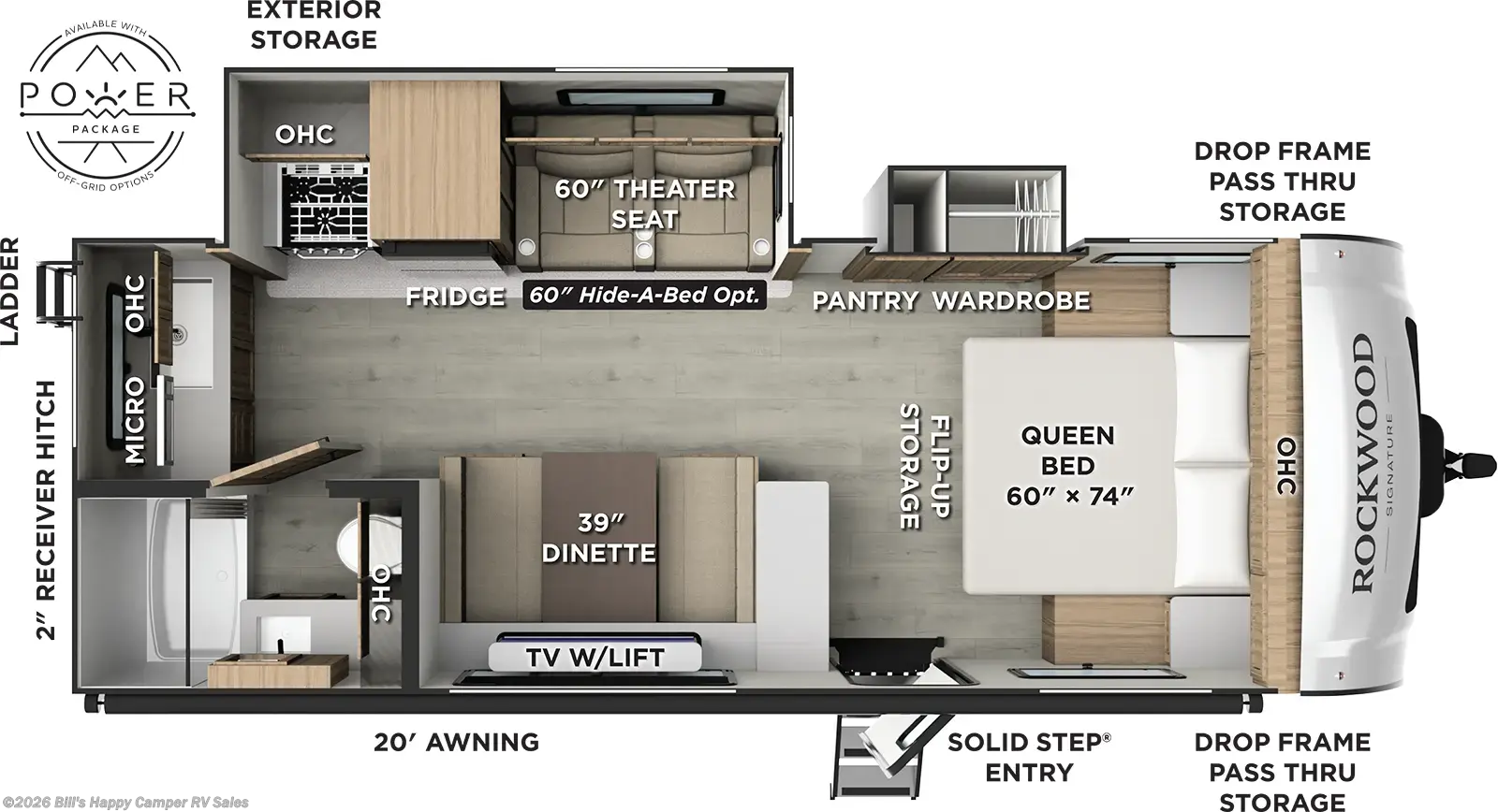2026 Forest River Rockwood Mini Lite 2522FB - New Travel Trailer For Sale by Bill's Happy Camper RV Sales in Mill Hall, Pennsylvania features Pass Thru Storage, External Shower, Refrigerator (12V), Microwave, LP Detector