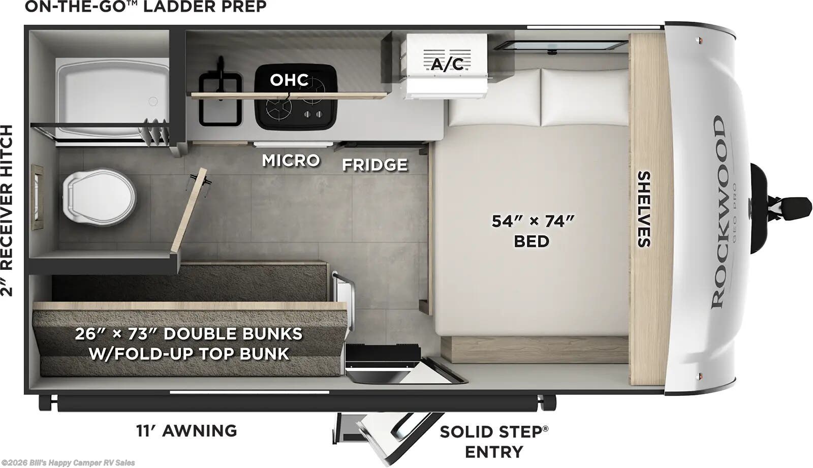 Floorplan of 2026 Forest River Rockwood Geo Pro G13LE