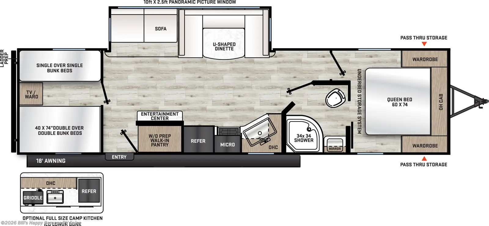 2026 Coachmen Catalina Summit Series 8 281QBUNK - New Travel Trailer For Sale by Bill's Happy Camper RV Sales in Mill Hall, Pennsylvania features Toilet, Queen Mattress, Water Heater, Power Awning, Skylight