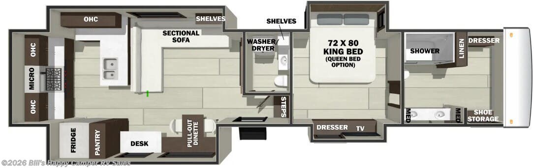 Floorplan of 2026 Forest River Riverstone Legacy 43BFC