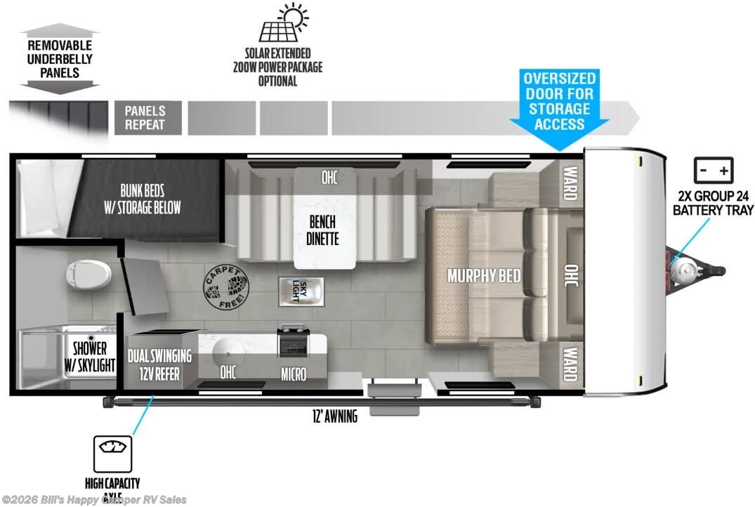 Floorplan of 2024 Forest River Salem FSX 177BH
