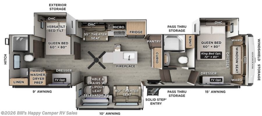 2026 Forest River Rockwood Signature 403SDB - New Fifth Wheel For Sale by Bill's Happy Camper RV Sales in Mill Hall, Pennsylvania features External Shower, Air Conditioning, Solar Panel, Leveling Jacks, Refrigerator