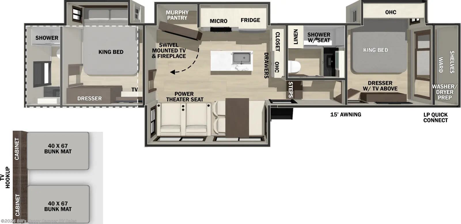 Floorplan of 2026 Forest River Cedar Creek 38DB