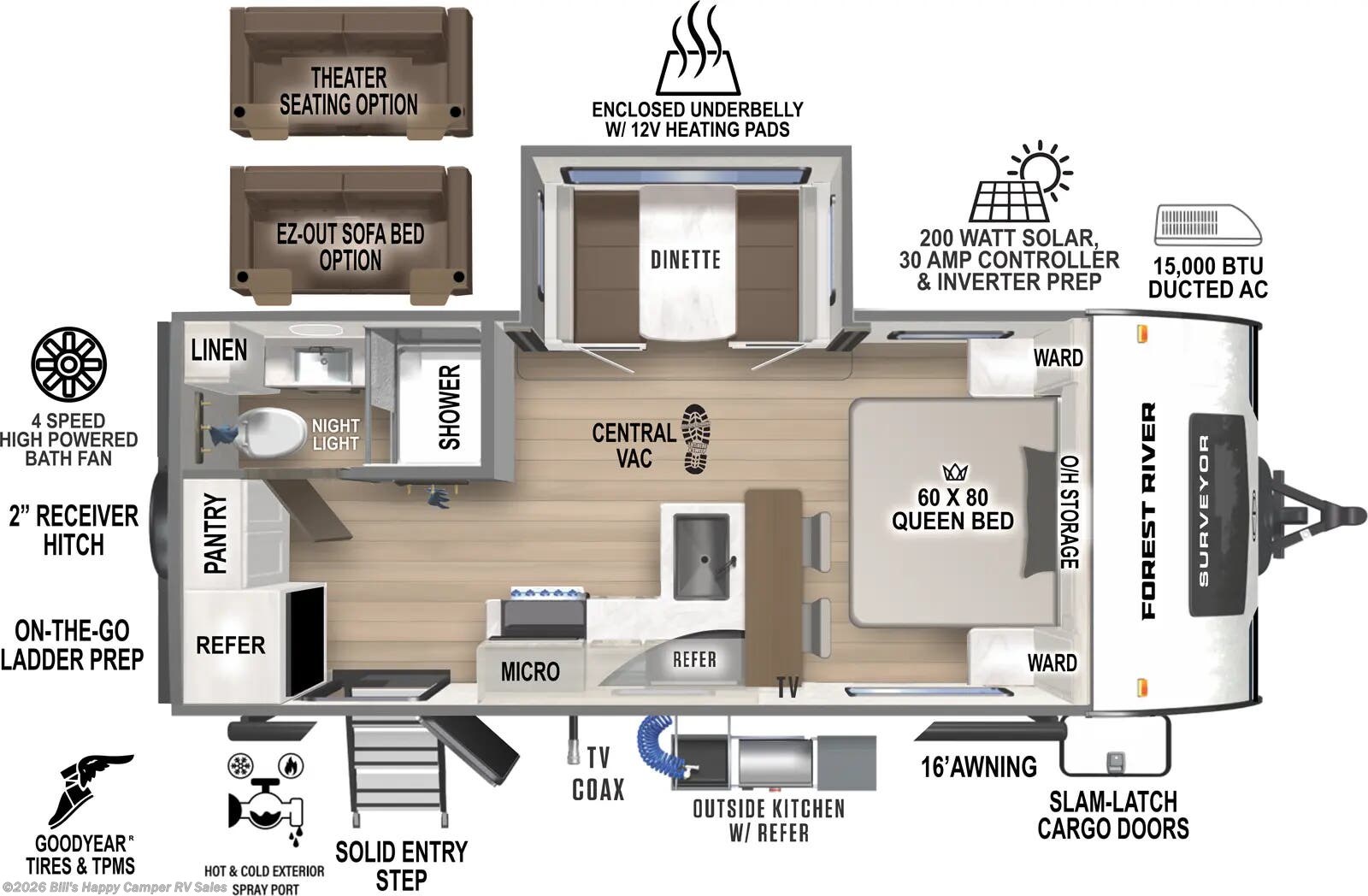 Floorplan of 2026 Forest River Surveyor Legend 202RBLE