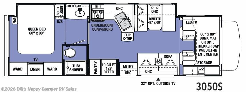 Floorplan of 2020 Forest River Sunseeker Classic 3050S