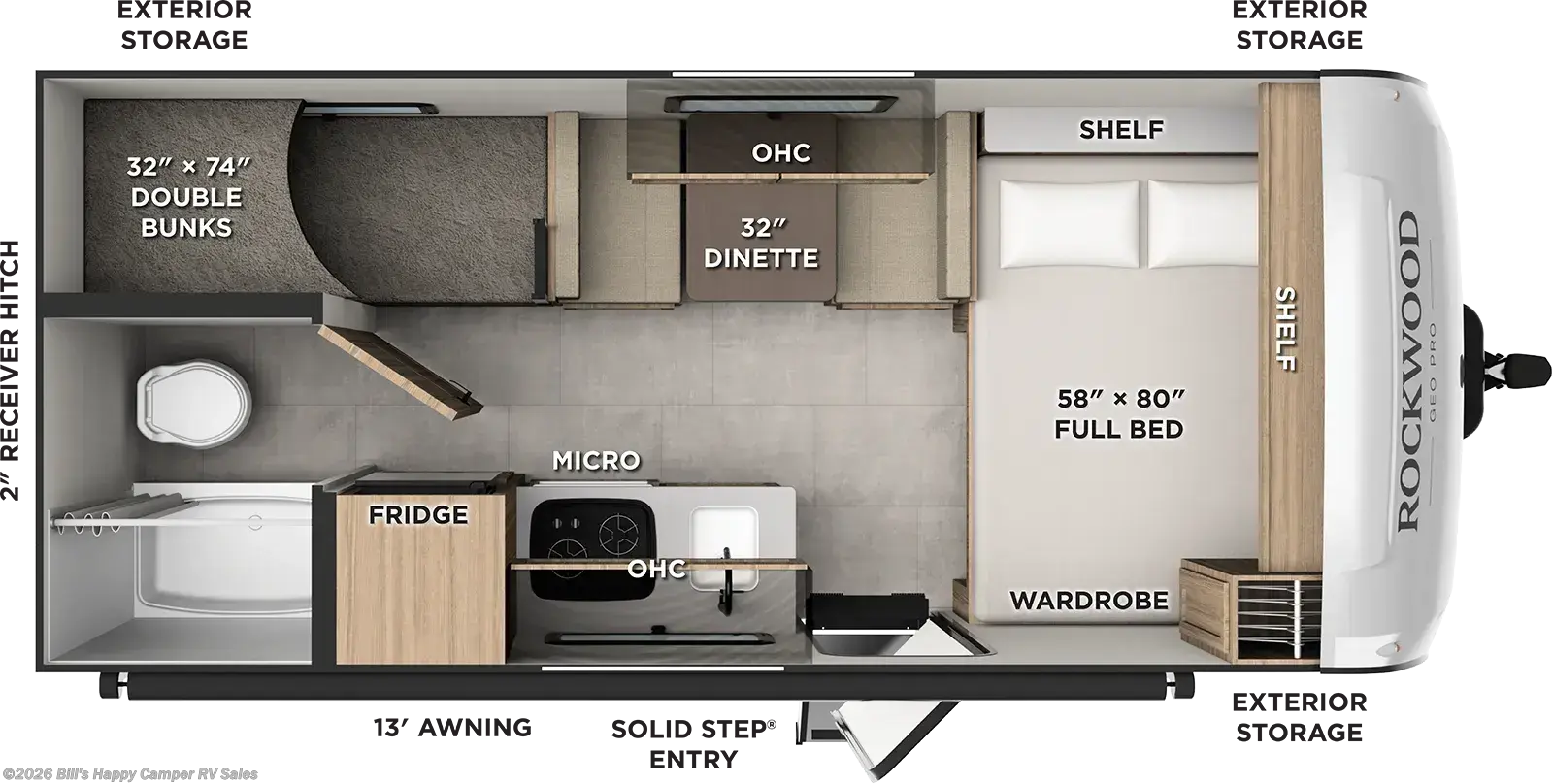 Floorplan of 2027 Forest River Rockwood Geo Pro 17BLE