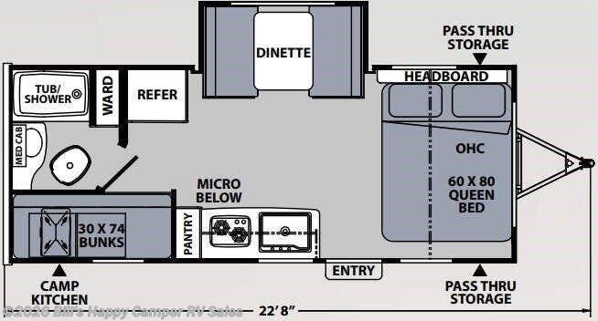 Floorplan of 2023 Coachmen Apex Nano 194 BHS