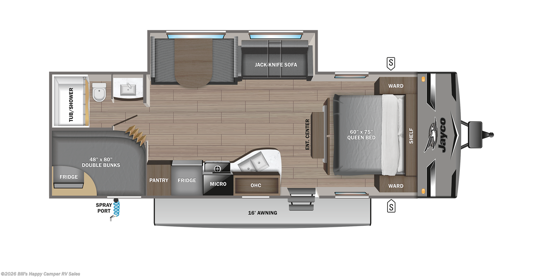 Floorplan of 2023 Jayco Jay Flight 267BHS