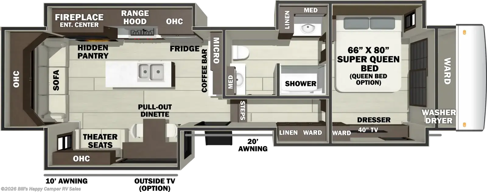 Floorplan of 2027 Forest River RiverStone 38BMB