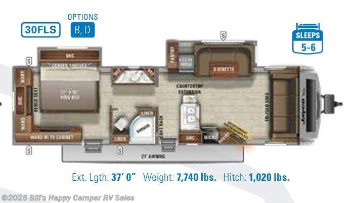 Floorplan of 2021 Jayco White Hawk 30FLS