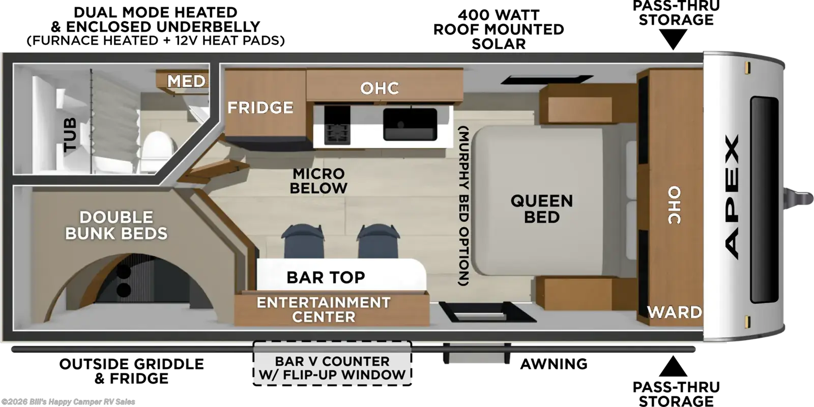 Floorplan of 2027 Coachmen Apex Nano 183BH