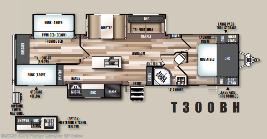 Floorplan of 2017 Forest River Wildwood Heritage Glen Lite 300BH