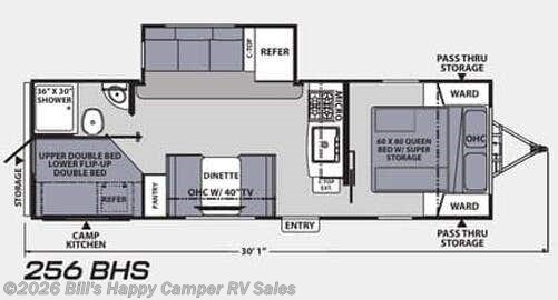 Floorplan of 2022 Coachmen Apex Ultra-Lite 256 BHS