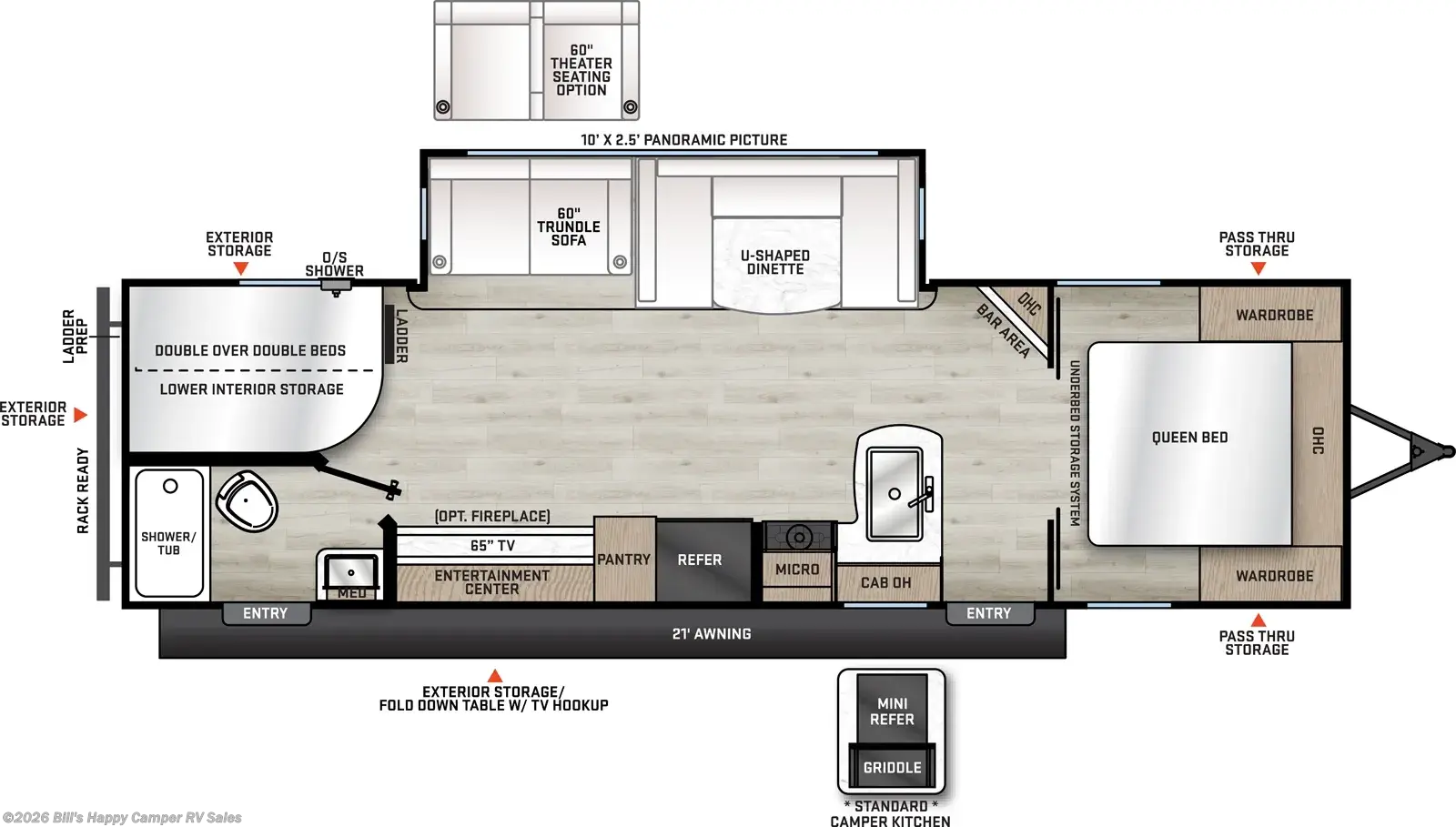 2027 Coachmen Catalina Legacy Edition 273DBHCK - New Travel Trailer For Sale by Bill's Happy Camper RV Sales in Mill Hall, Pennsylvania features Refrigerator (12V), Converter, Leveling Jacks, Queen Mattress, LED Lights