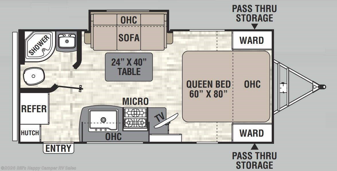 Floorplan of 2018 Coachmen Freedom Express Ultra Lite 192 RBS