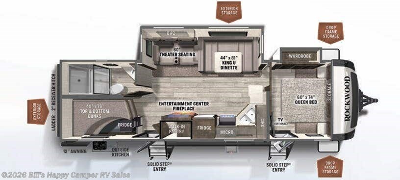 Floorplan of 2022 Forest River Rockwood Ultra Lite 2706WS