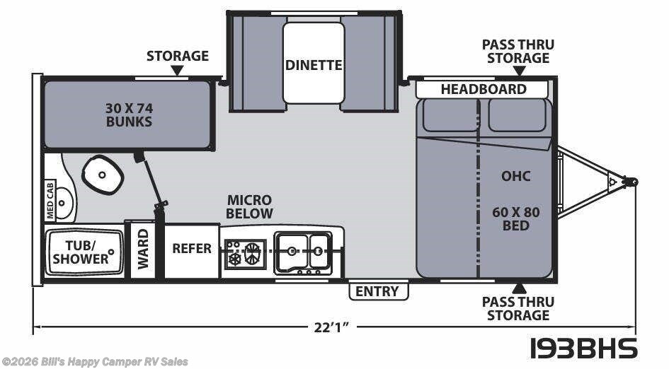 Floorplan of 2020 Coachmen Apex Nano 193BHS