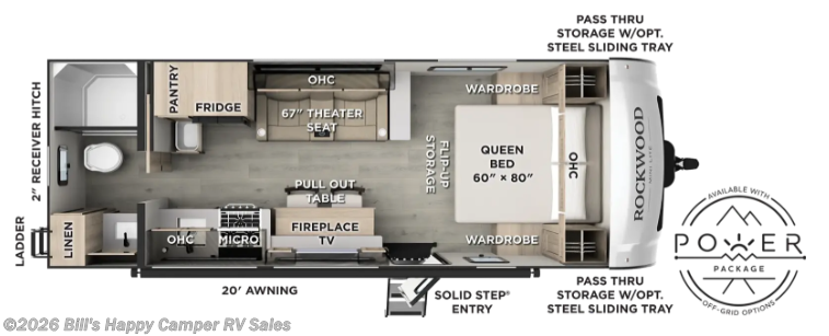 Floorplan of 2027 Forest River Rockwood Mini Lite 2524FBT