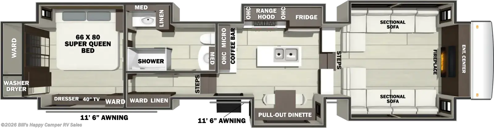 Floorplan of 2027 Forest River RiverStone 45FLE