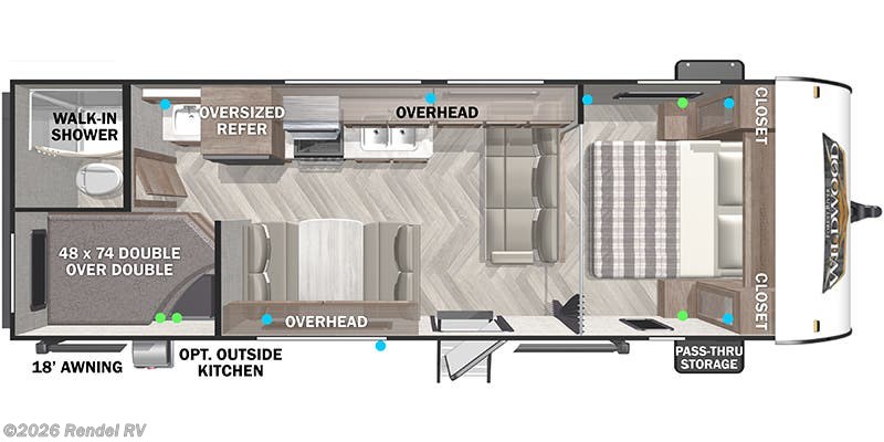 Floorplan of 2022 Forest River Wildwood X-Lite 261BHXL