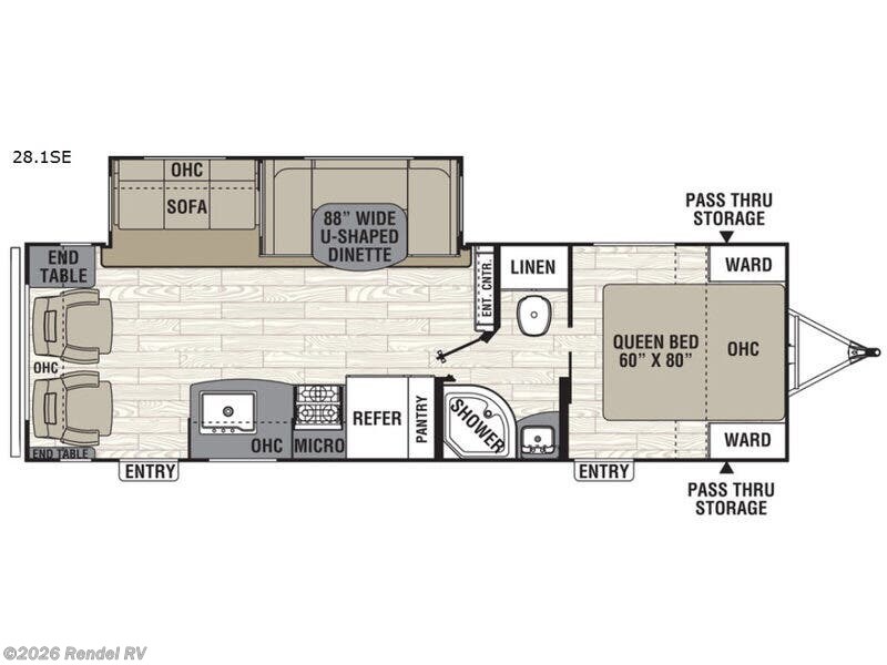 2019 Coachmen Freedom Express Select 28.1 SE - Used Travel Trailer For Sale by Rendel RV in Rice, Texas features Refrigerator, Power Hitch Jack, Hitch, Toilet, Enclosed Underbelly
