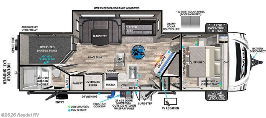 2022 Forest River Vibe 26BH - Used Travel Trailer For Sale by Rendel RV in Rice, Texas features Medicine Cabinet, Smoke Detector, Stove Top Burner, Air Conditioning, Stove