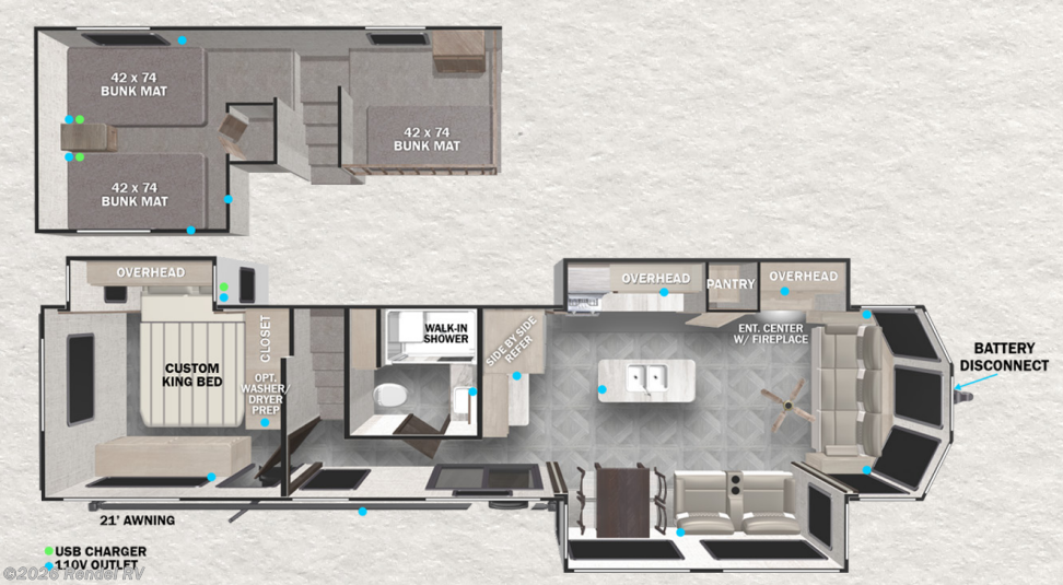 Floorplan of 2023 Forest River Wildwood Grand Lodge 42FLDL