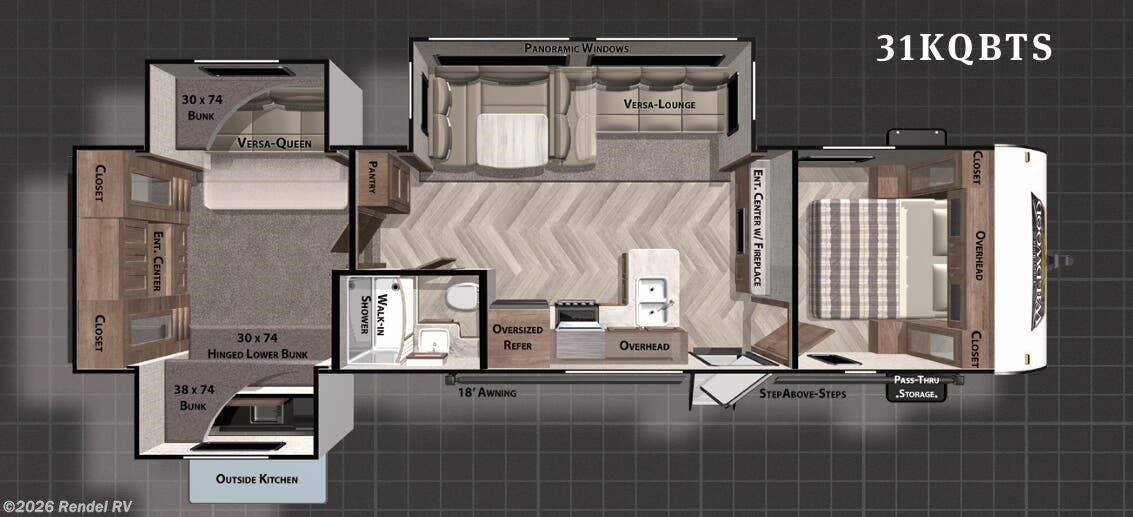 Floorplan of 2021 Forest River Wildwood 31KQBTS