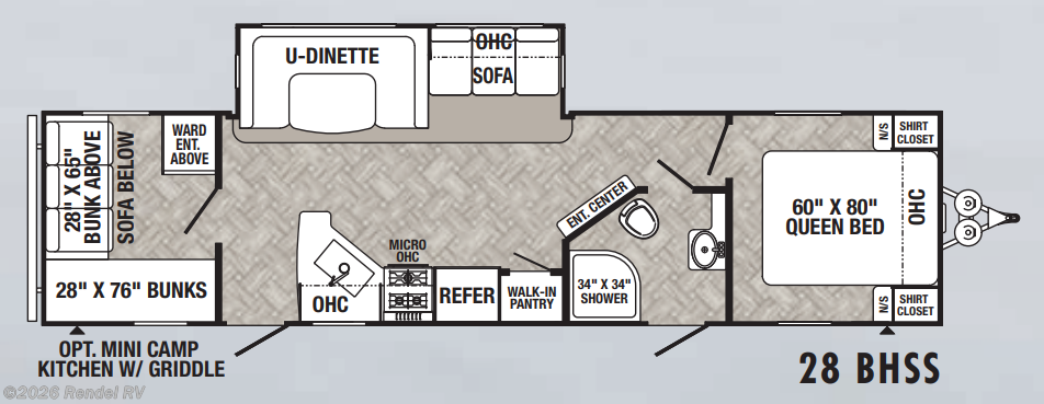 Floorplan of 2022 Palomino Puma 28BHSS
