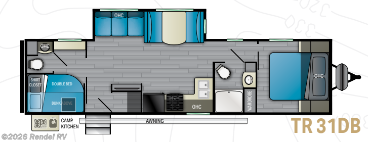 Floorplan of 2022 Heartland Trail Runner 31DB
