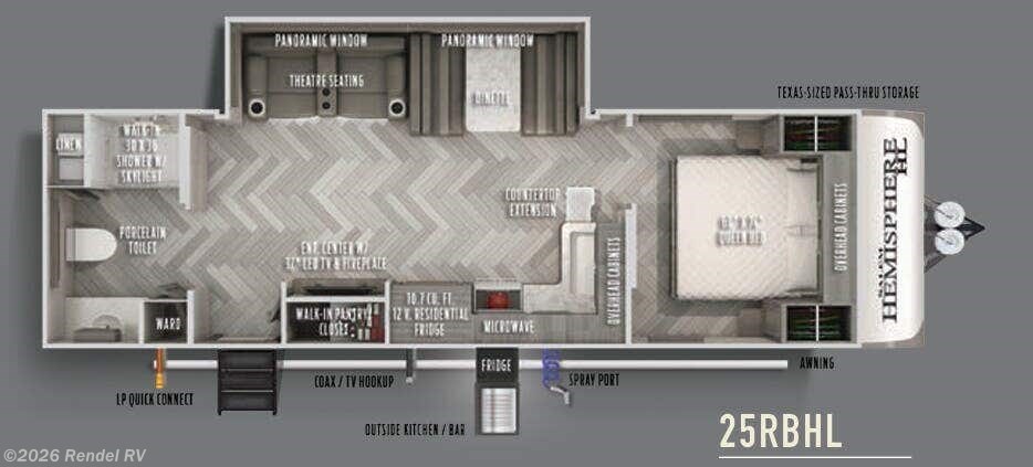Floorplan of 2021 Forest River Salem Hemisphere Hyper-Lyte 25RBHL