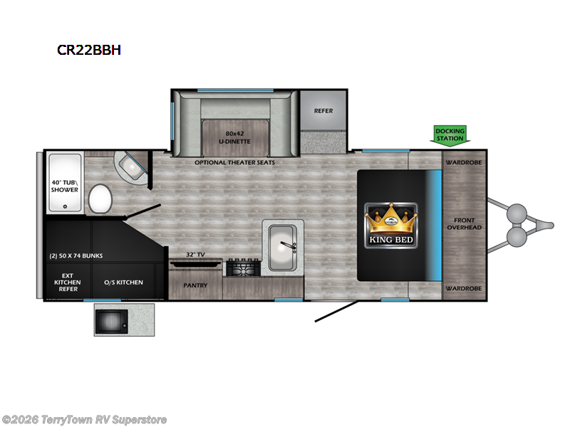 2022 CrossRoads Cruiser Aire 22BBH - New Travel Trailer For Sale by TerryTown RV Superstore in Grand Rapids, Michigan features Slideout