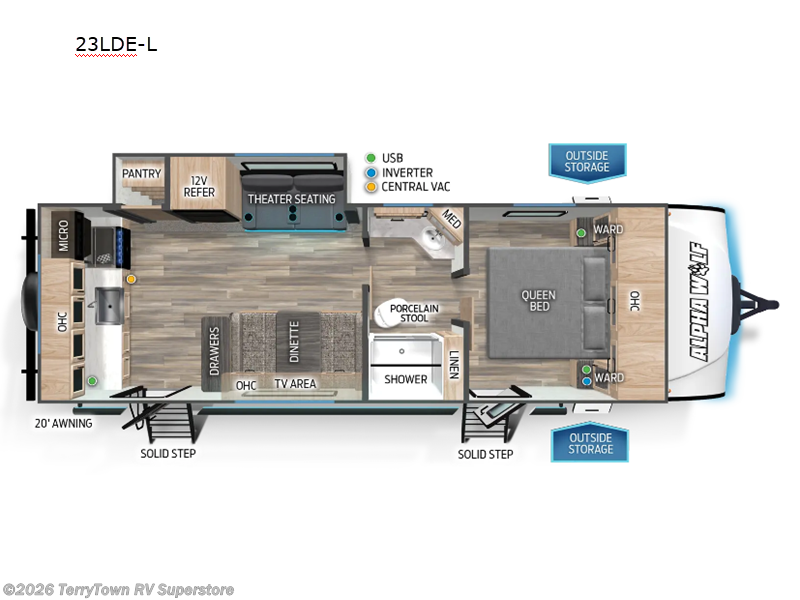 2024 Forest River Cherokee Alpha Wolf 23LDE-L - New Travel Trailer For Sale by TerryTown RV Superstore in Grand Rapids, Michigan features Slideout