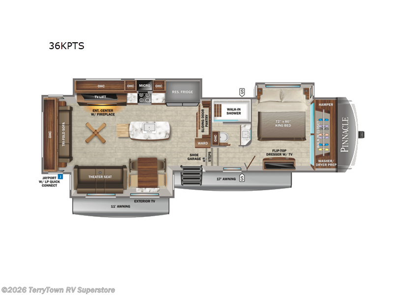 2022 Jayco Pinnacle 36KPTS - New Fifth Wheel For Sale by TerryTown RV Superstore in Grand Rapids, Michigan features Slideout